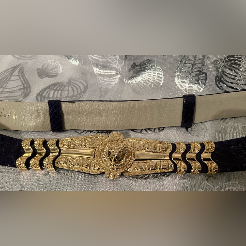 Vintage Judith Leiber Purple Snakeskin Belt - Picture 2 of 6